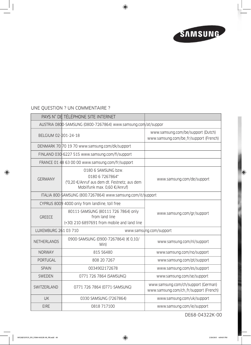 Page 1 de la notice Manuel utilisateur Samsung MS23F301EAK