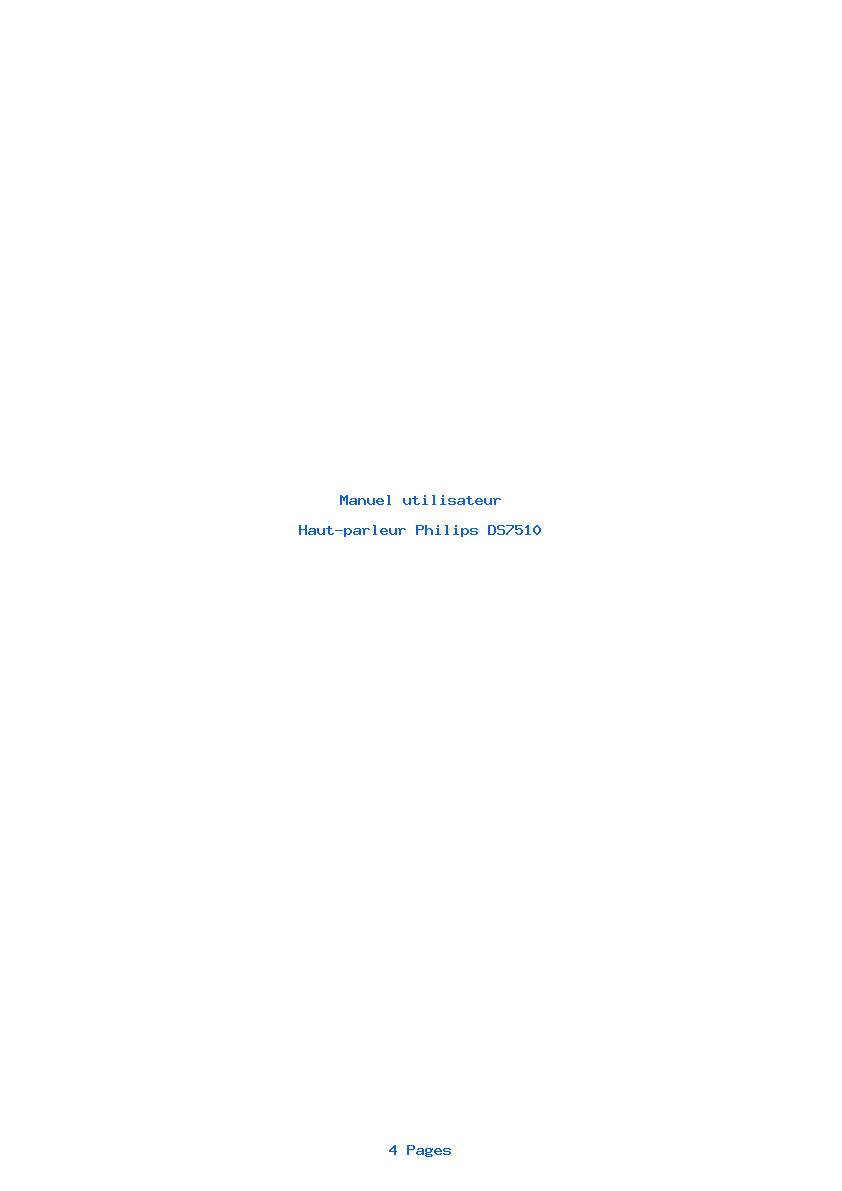 Page 1 de la notice Manuel utilisateur Philips DS7510