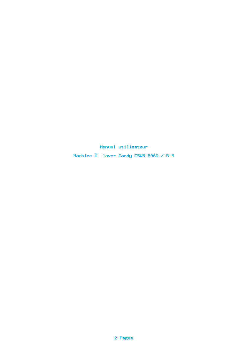 Page 1 de la notice Manuel utilisateur Candy CSWS 596D / 5-S