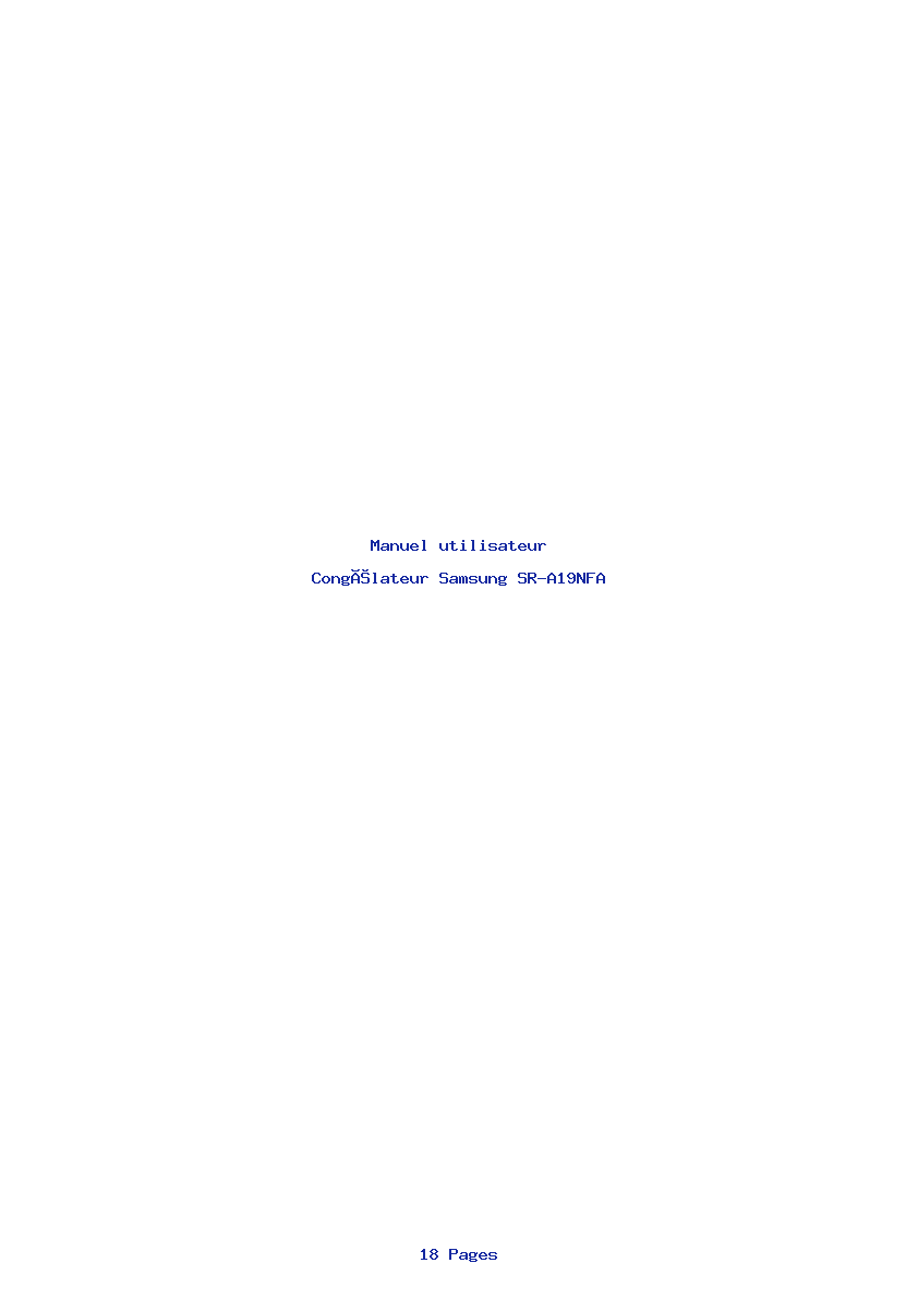 Page 1 de la notice Manuel utilisateur Samsung SR-A19NFA