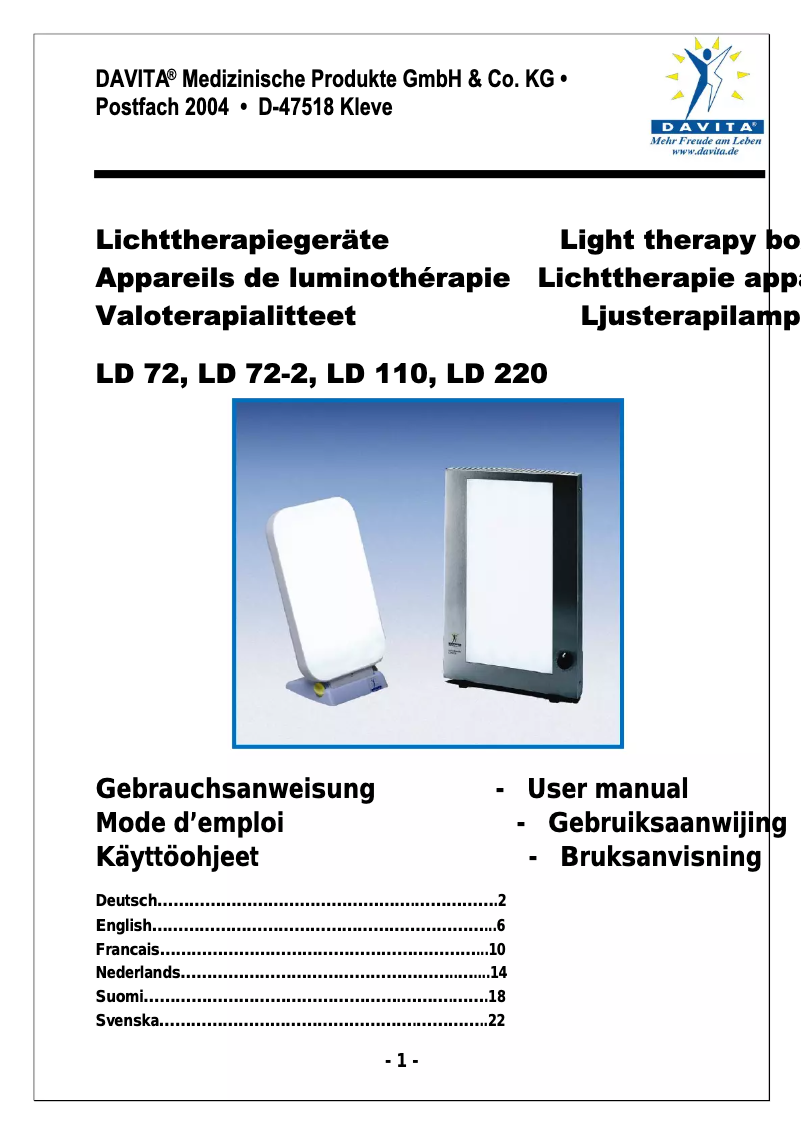 Página 1 del manual Manual de usuario Davita LD 72