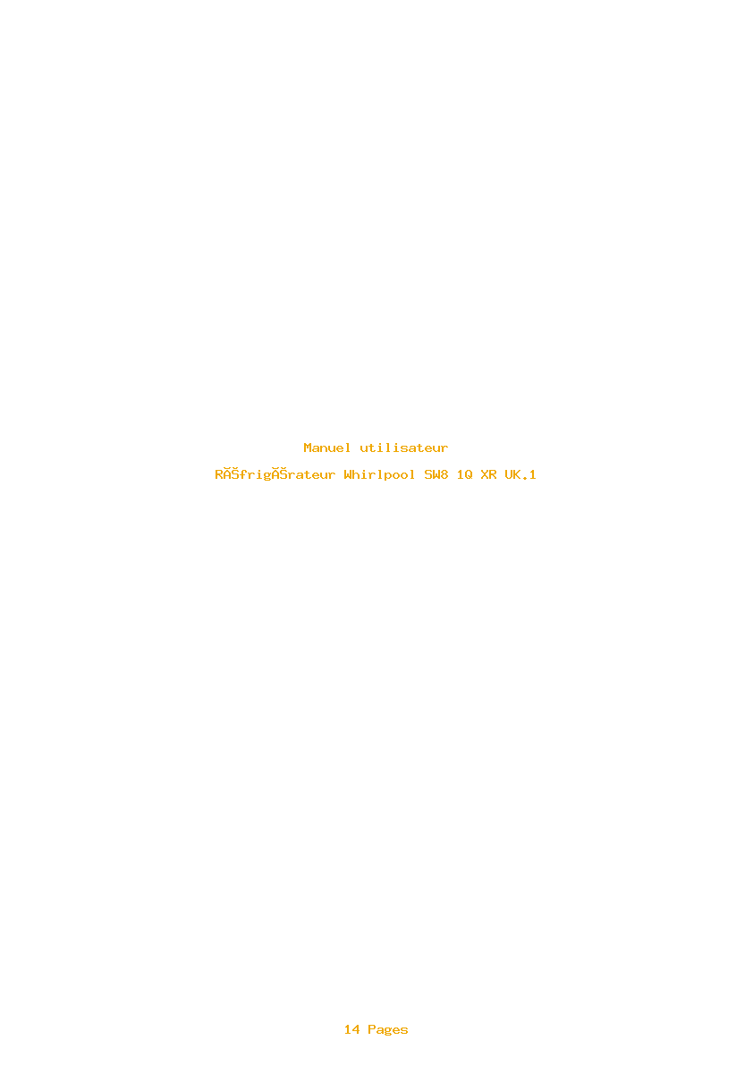 Page 1 de la notice Manuel utilisateur Whirlpool SW8 1Q XR UK.1