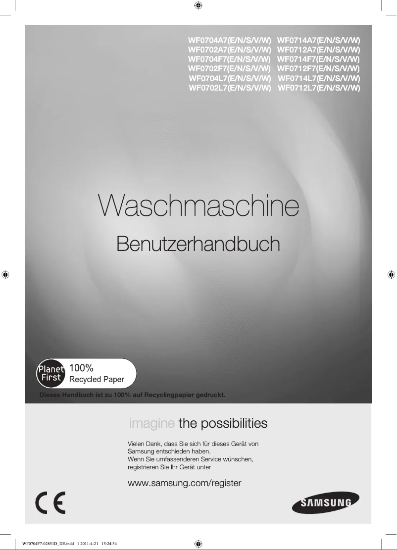 Page 1 de la notice Manuel utilisateur Samsung WF0704A7