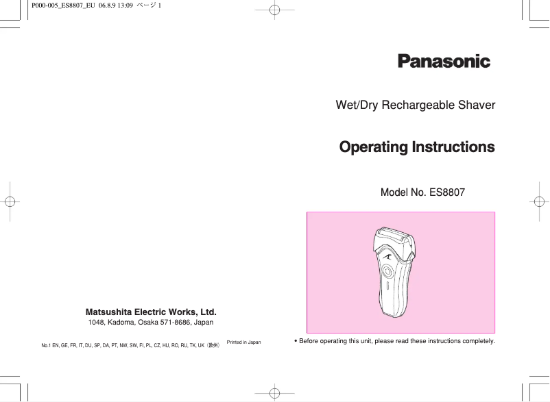 Página 1 del manual Manual de usuario Panasonic ES-8807