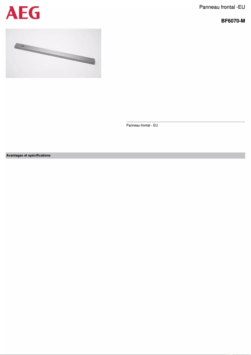 Page 1 de la notice Manuel utilisateur AEG BF6070-M