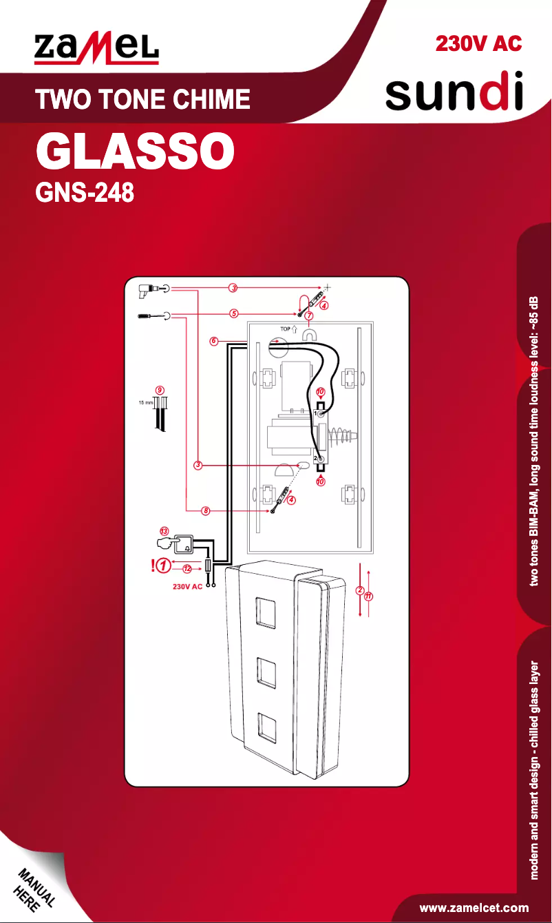 Page 1 de la notice Manuel utilisateur ZAMEL Glasso GNS-248