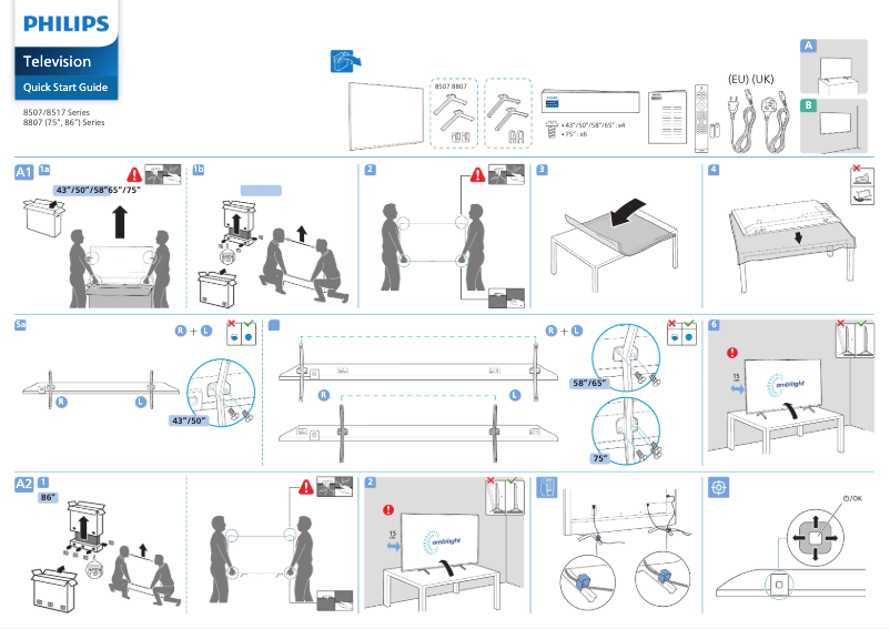 Page n°1 - Guide de démarrage rapide Philips 50PUS8517