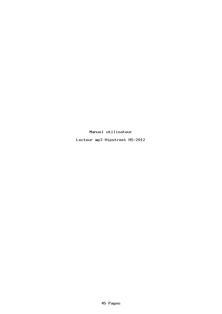 Page 1 de la notice Manuel utilisateur Hipstreet HS-2012