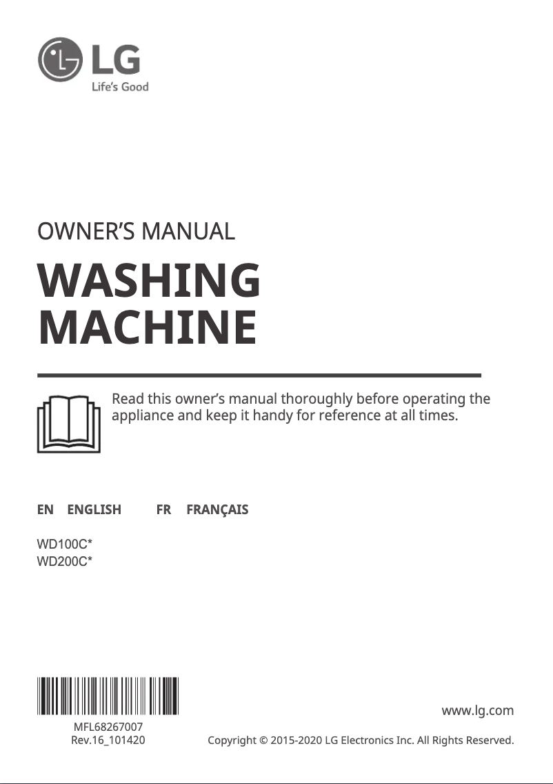 Page 1 de la notice Manuel utilisateur LG WD100CV