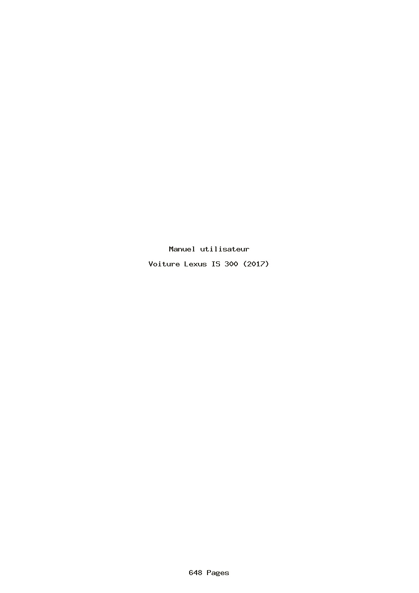 Page 1 de la notice Manuel utilisateur Lexus IS 300 (2017)