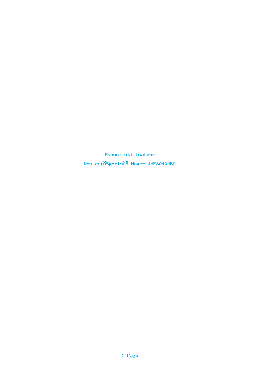 Page 1 de la notice Manuel utilisateur Hager JHF80404BG