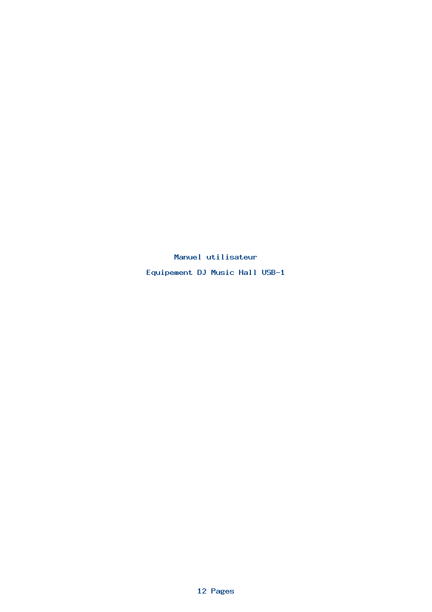 Page 1 de la notice Manuel utilisateur Music Hall USB-1