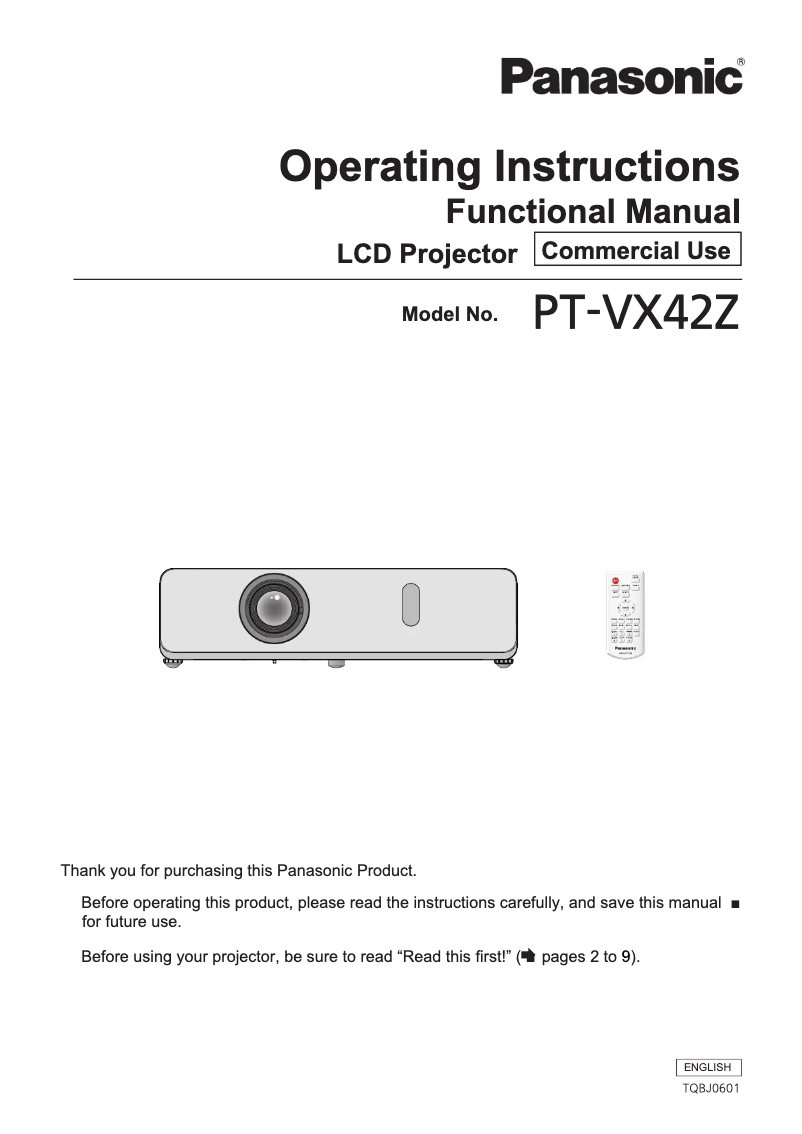 Página 1 del manual Manual de usuario Panasonic PT-VX42ZE