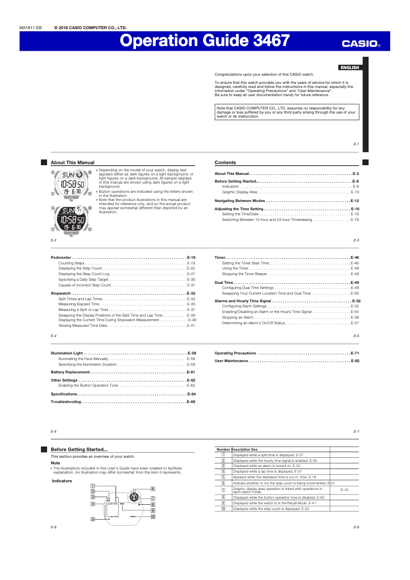 Page 1 de la notice Manuel utilisateur Casio Collection LWS-2000H-2AVEF