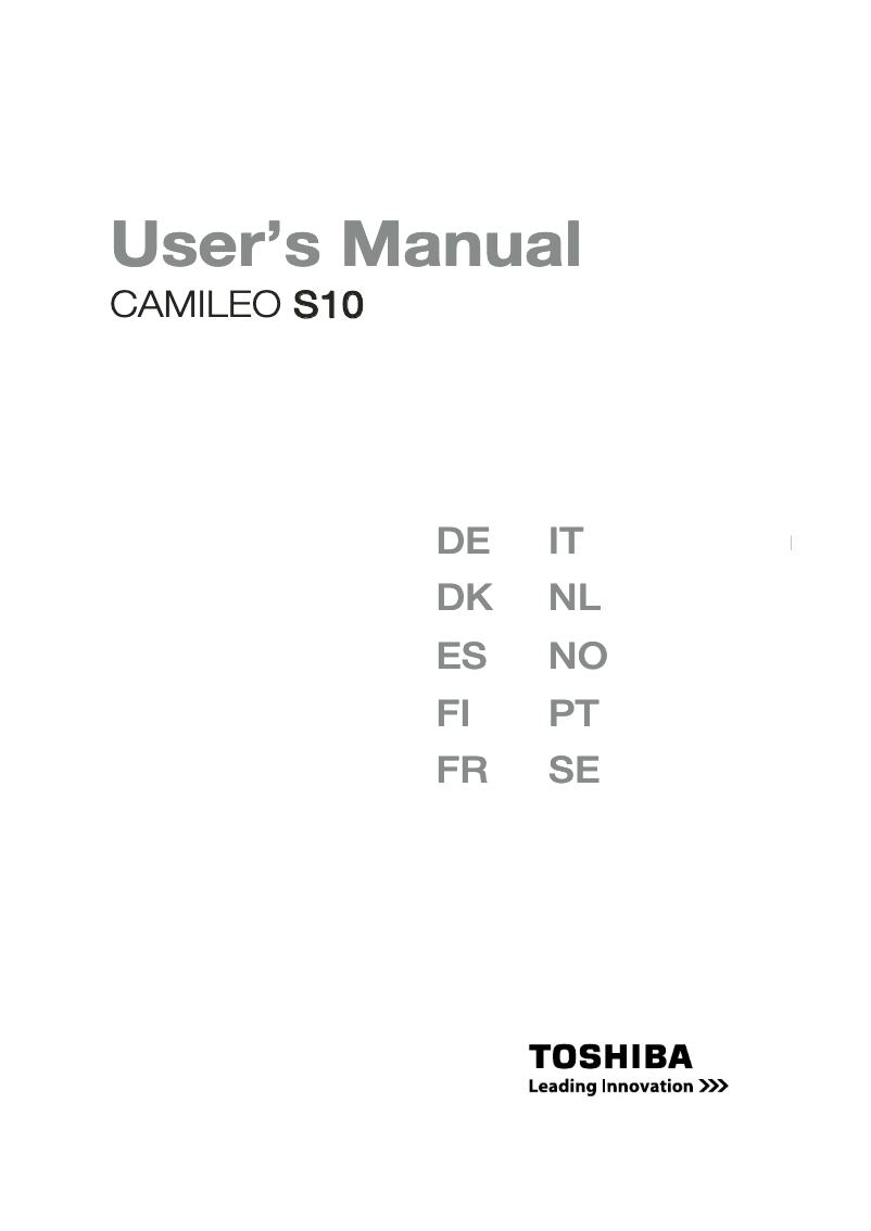 Page 1 de la notice Manuel utilisateur Toshiba CAMILEO S10