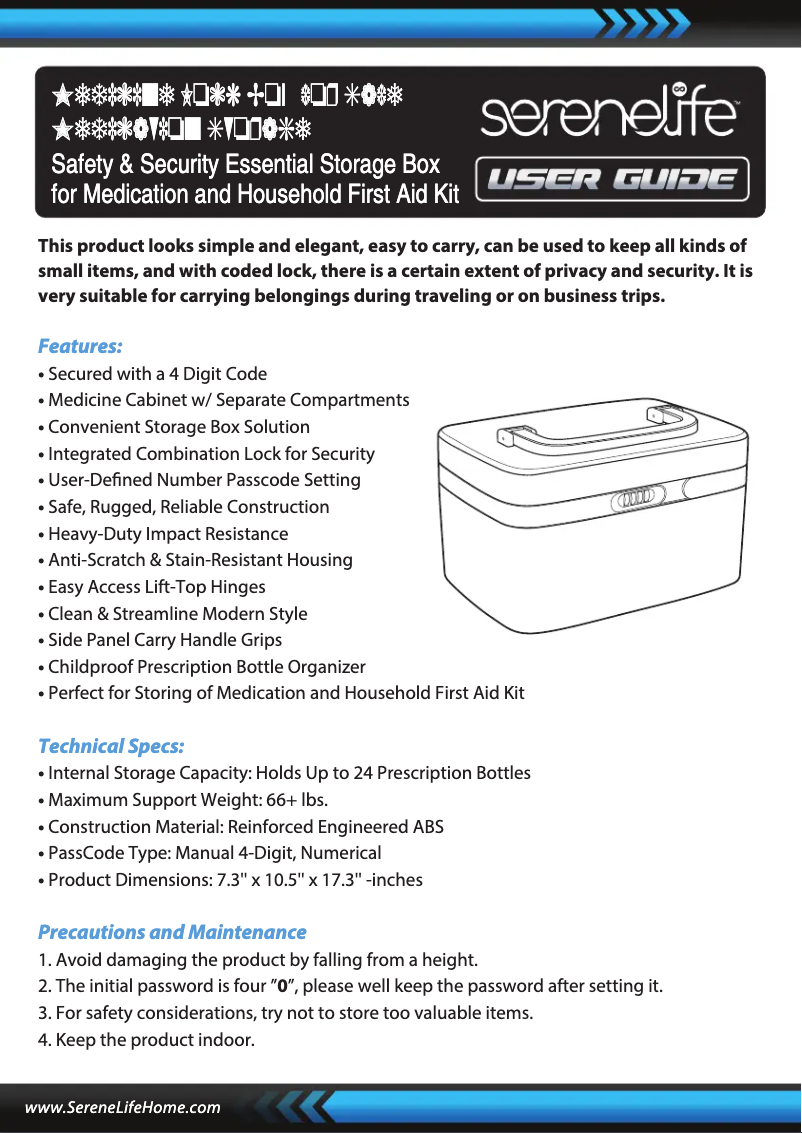 Page 1 de la notice Manuel utilisateur SereneLife SLFABIN14