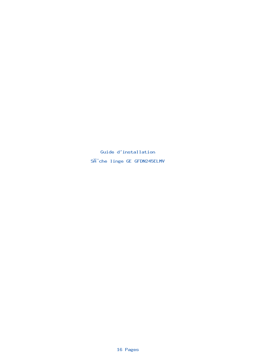 Page 1 de la notice Guide d'installation GE GFDN245ELMV