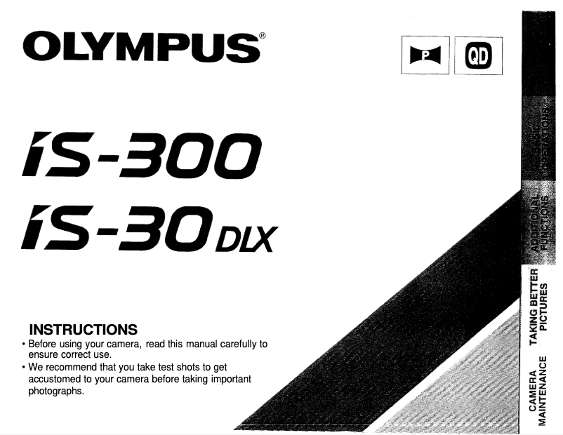 Page 1 de la notice Manuel utilisateur Olympus IS-30 DLX