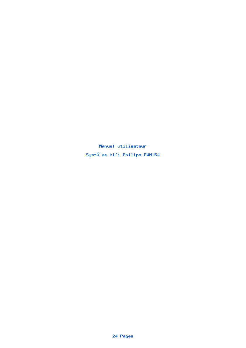 Page 1 de la notice Manuel utilisateur Philips FWM154