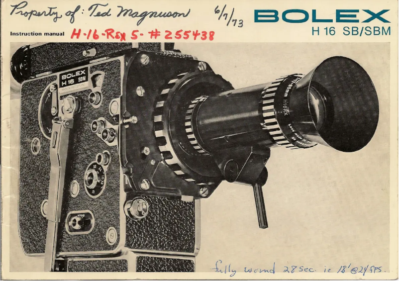 Page 1 de la notice Manuel utilisateur Bolex H16 SB