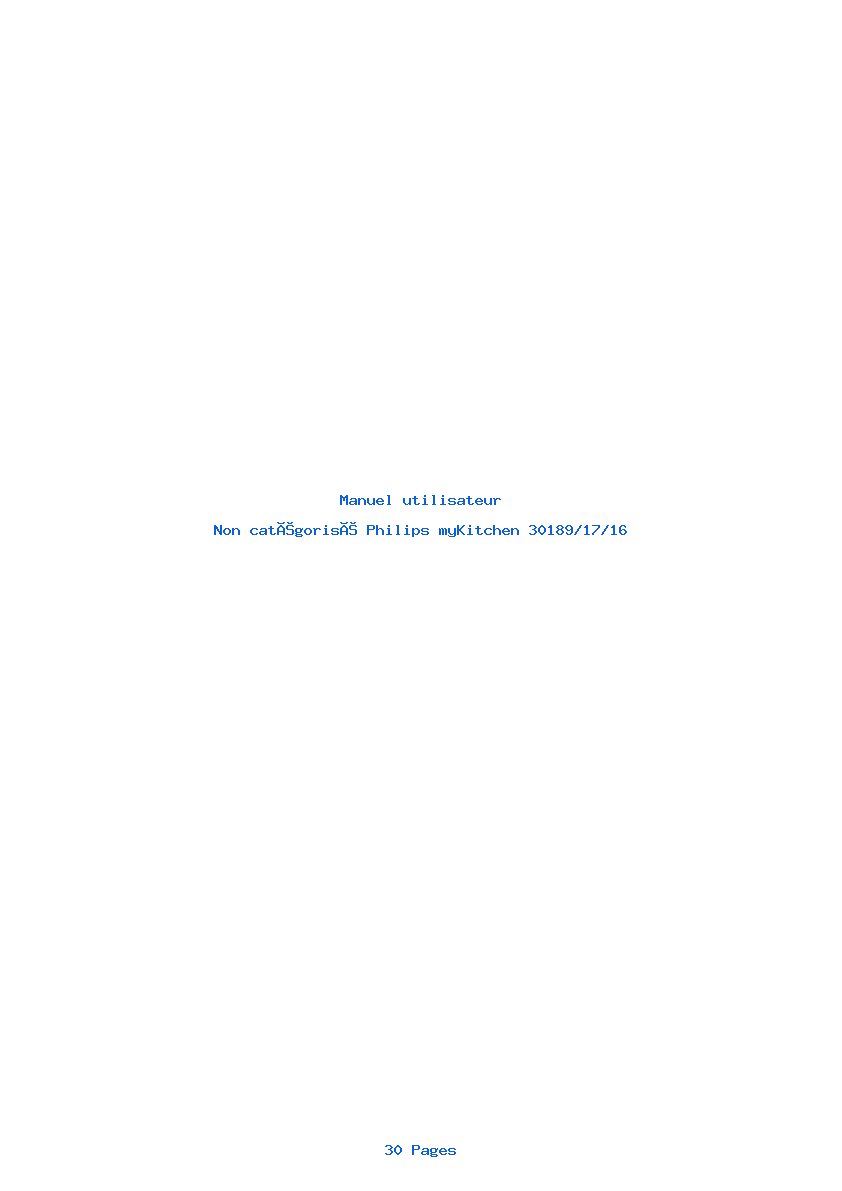 Page 1 de la notice Manuel utilisateur Philips myKitchen 30189/17/16