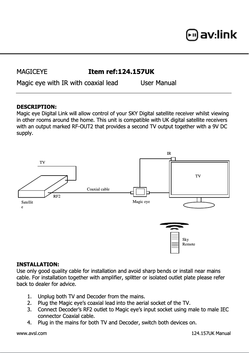 Page 1 de la notice Manuel utilisateur AV:link MAGICEYE