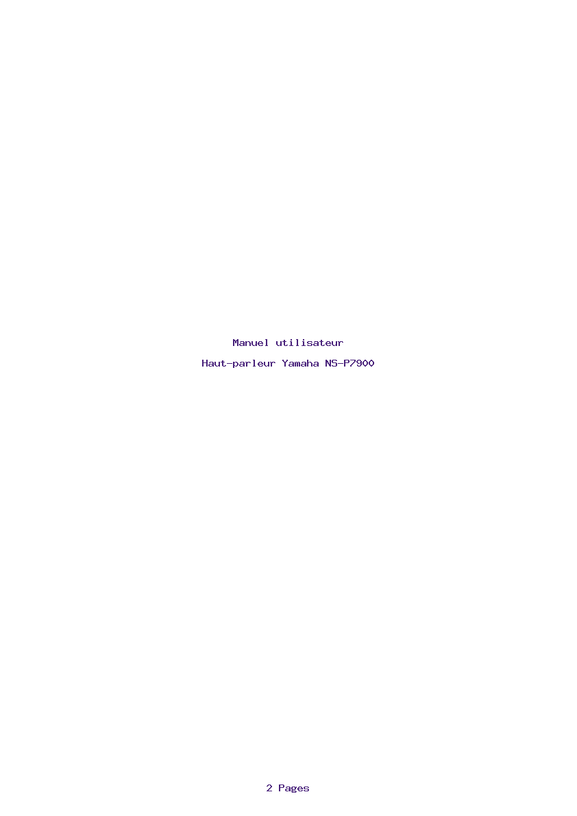 Page 1 de la notice Manuel utilisateur Yamaha NS-P7900