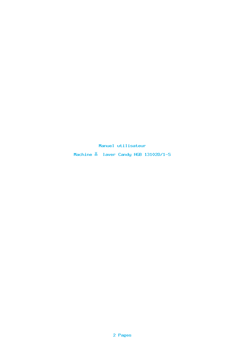Page 1 de la notice Manuel utilisateur Candy HGB 13102D/1-S