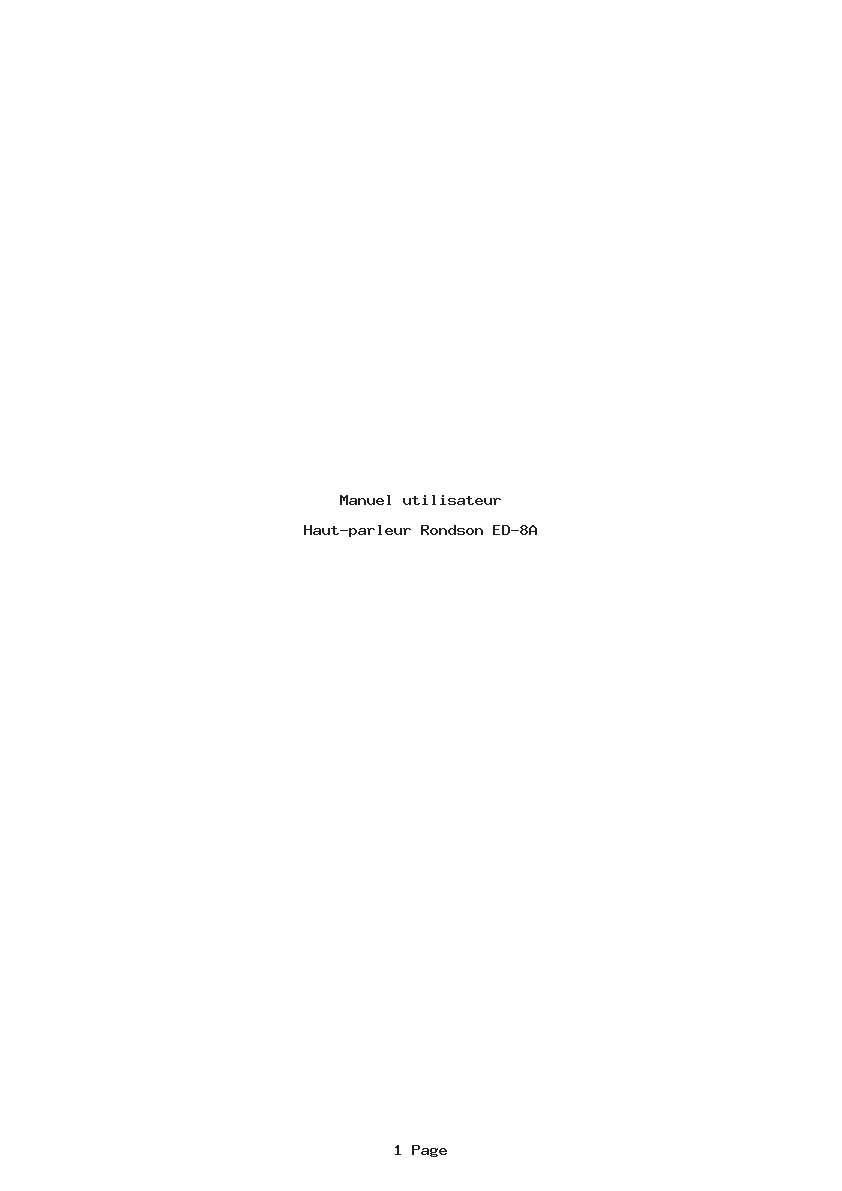 Page 1 de la notice Manuel utilisateur Rondson ED-8A