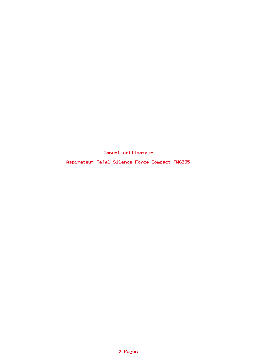 Page 1 de la notice Manuel utilisateur Tefal Silence Force Compact TW6355