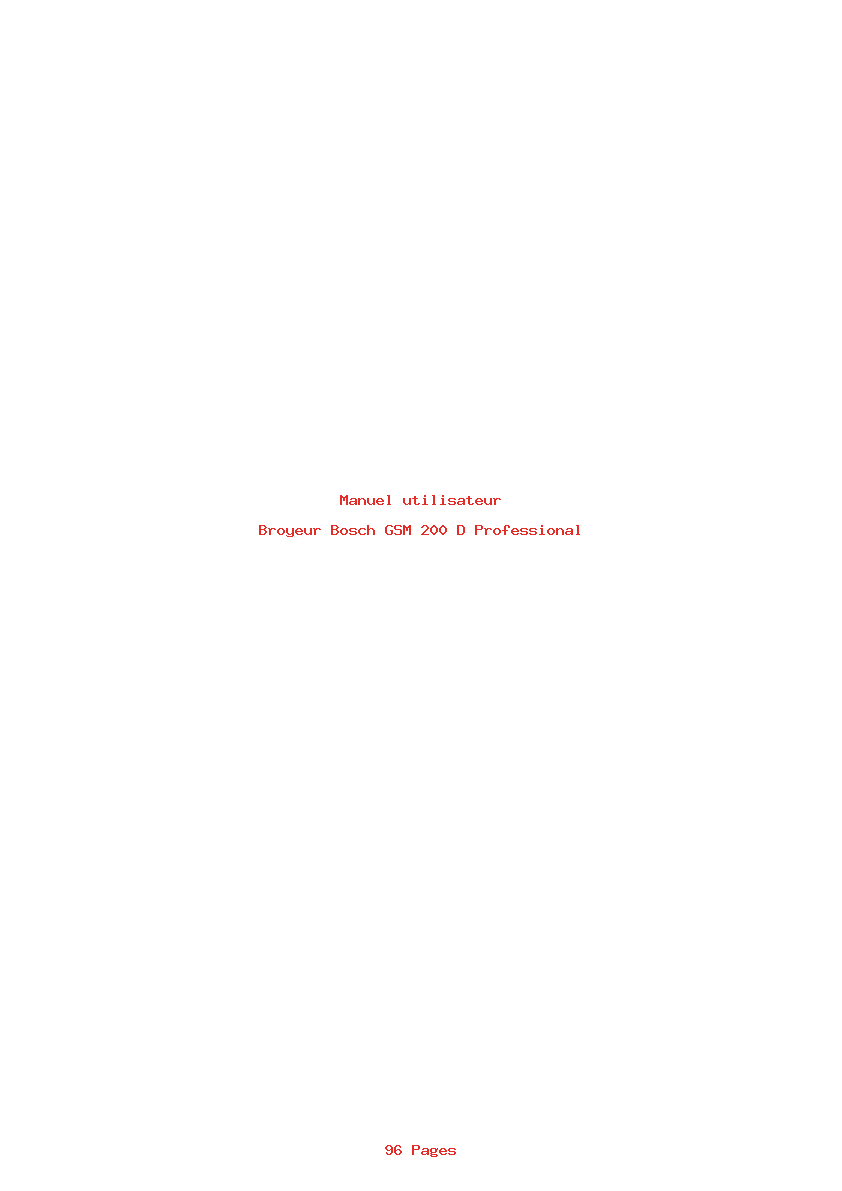 Page 1 de la notice Manuel utilisateur Bosch GSM 200 D Professional