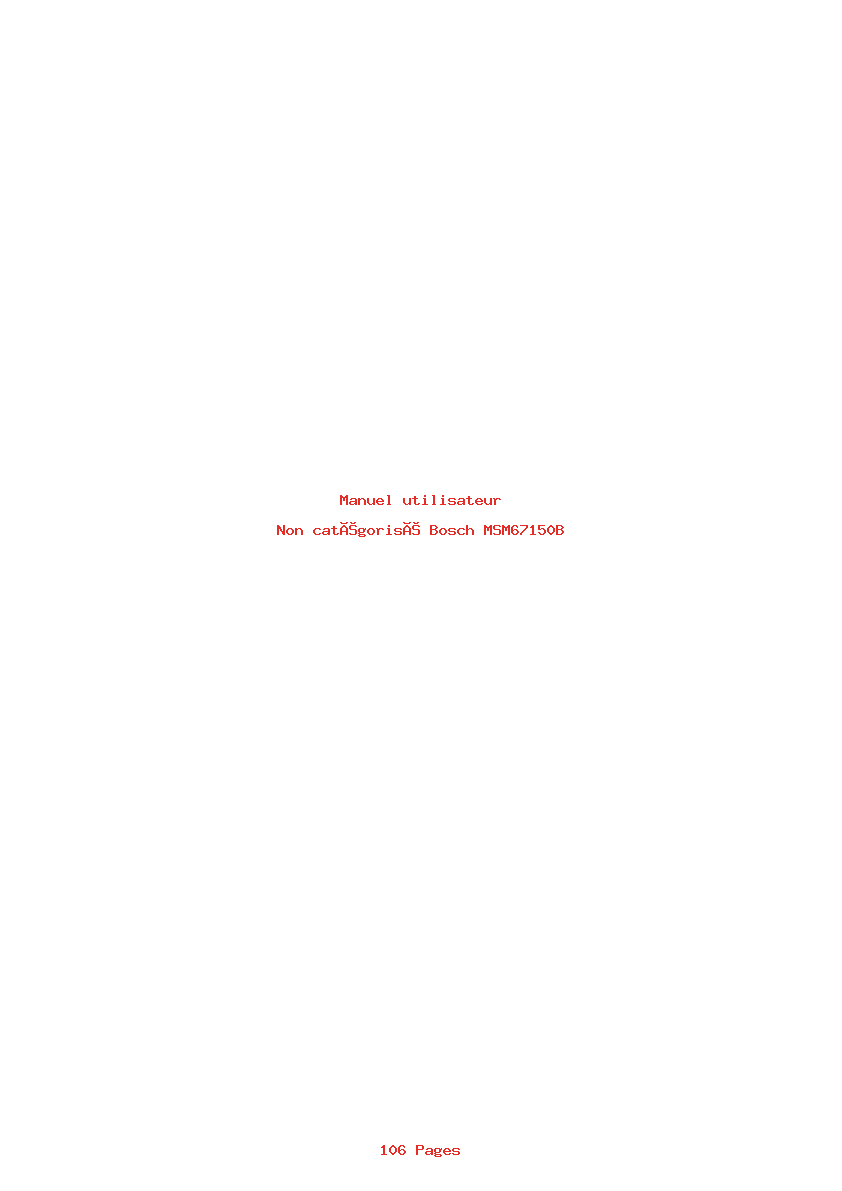 Page 1 de la notice Manuel utilisateur Bosch MSM67150B