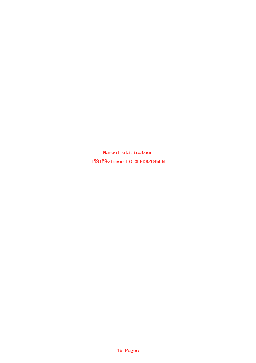 Page 1 de la notice Manuel utilisateur LG OLED97G45LW
