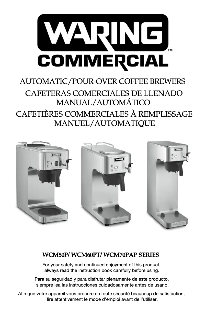 Page 1 de la notice Manuel utilisateur Waring Commercial Café Deco WCM60PT