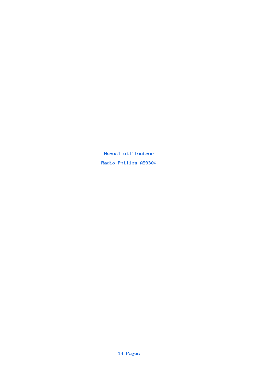 Page 1 de la notice Manuel utilisateur Philips AS9300