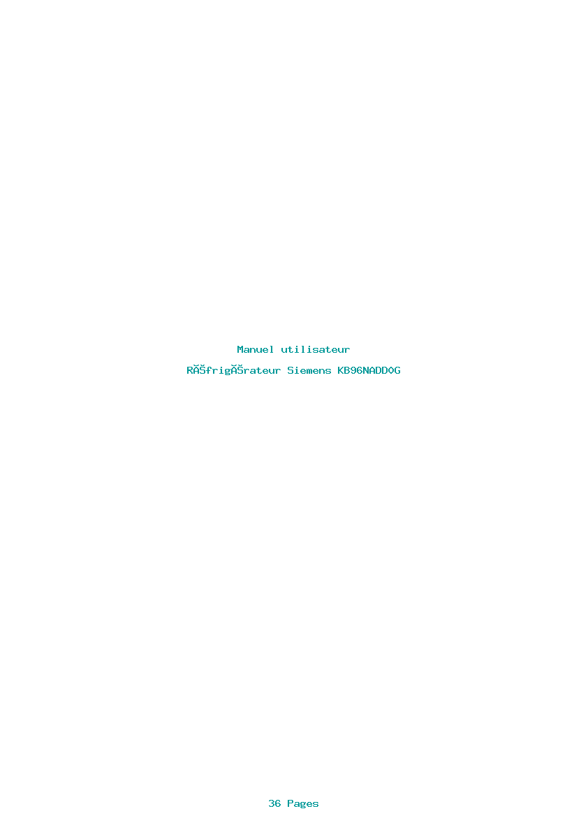 Page 1 de la notice Manuel utilisateur Siemens KB96NADD0G