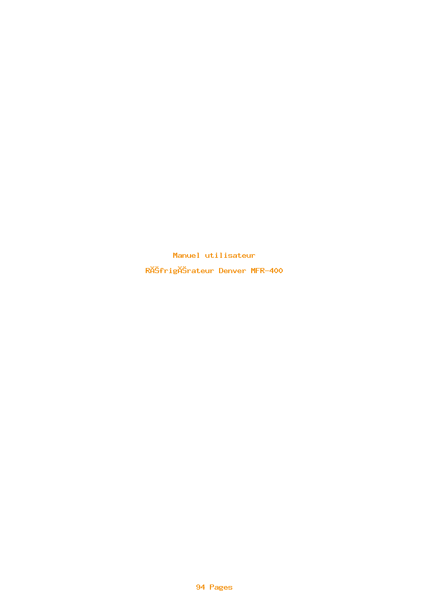 Page 1 de la notice Manuel utilisateur Denver MFR-400