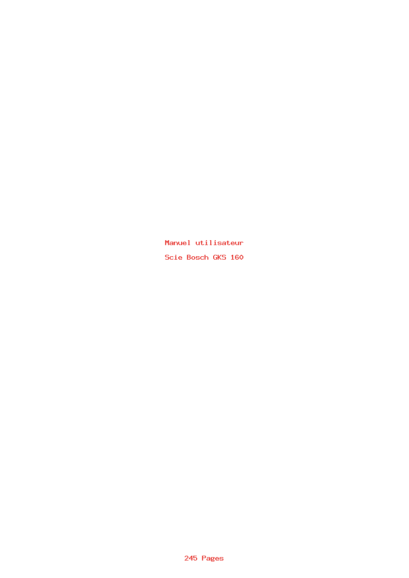 Page 1 de la notice Manuel utilisateur Bosch GKS 160