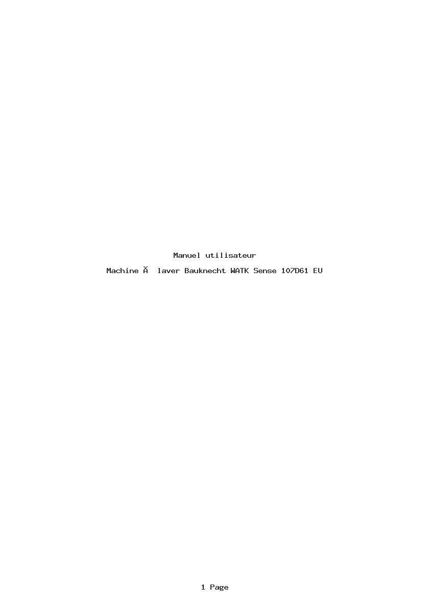 Page 1 de la notice Manuel utilisateur Bauknecht WATK Sense 107D61 EU