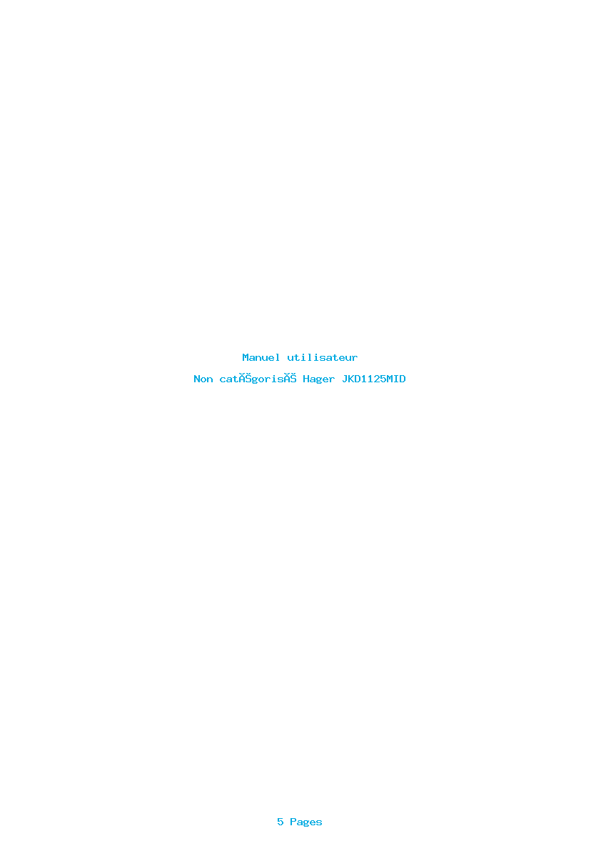 Page 1 de la notice Manuel utilisateur Hager JKD1125MID