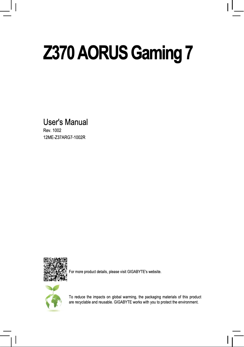 Página 1 del manual Manual de usuario Gigabyte Z370 Aorus Gaming 7