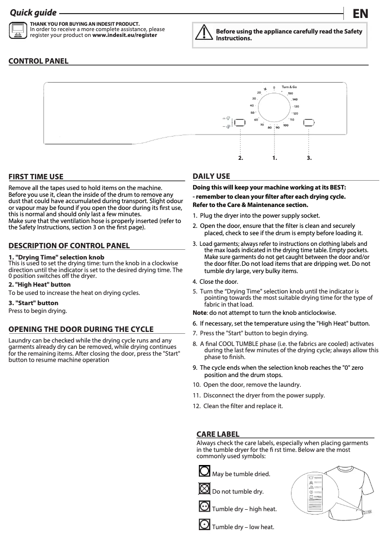 Página 1 del manual Manual de usuario Indesit I1 D80W UK