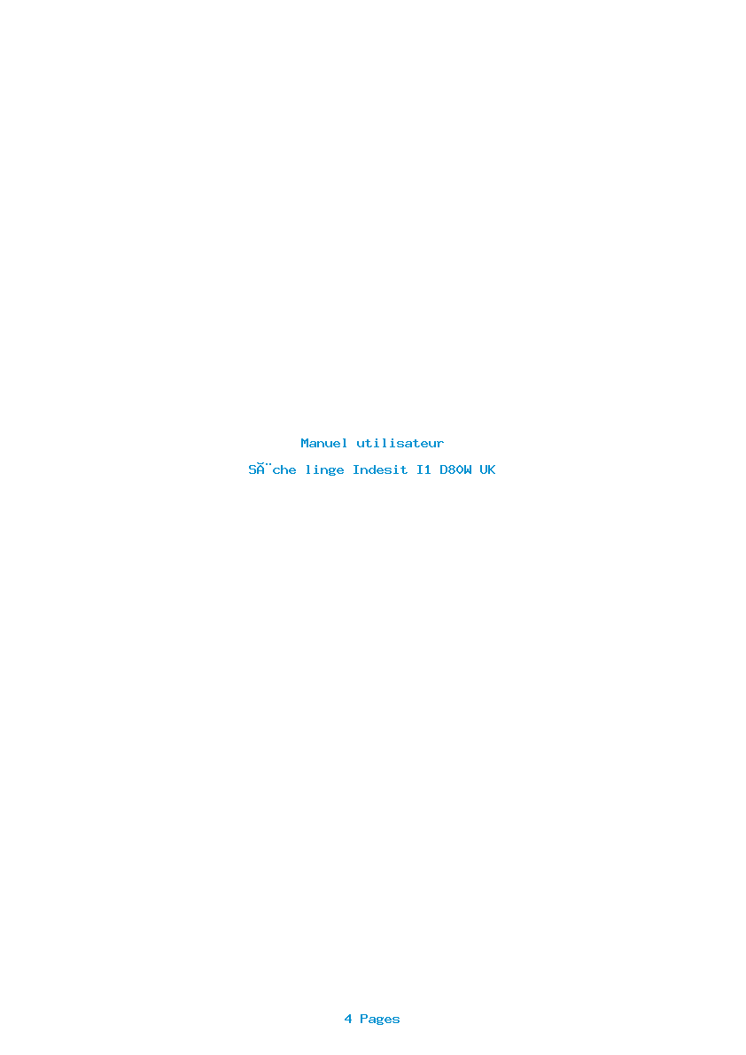 Page 1 de la notice Manuel utilisateur Indesit I1 D80W UK
