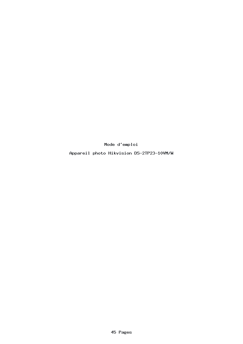Page 1 de la notice Mode d'emploi Hikvision DS-2TP23-10VM/W