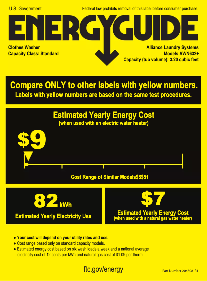 Página 1 del manual Etiqueta energética Speed Queen TC5000WN