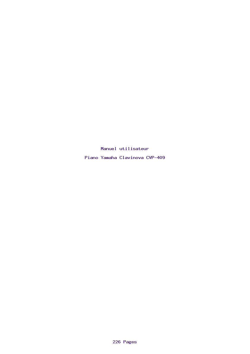 Page 1 de la notice Manuel utilisateur Yamaha Clavinova CVP-409