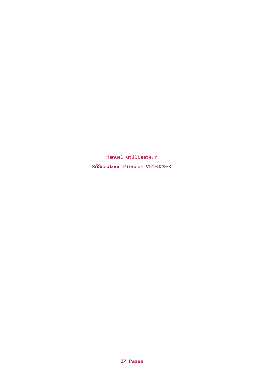 Page 1 de la notice Manuel utilisateur Pioneer VSX-330-K