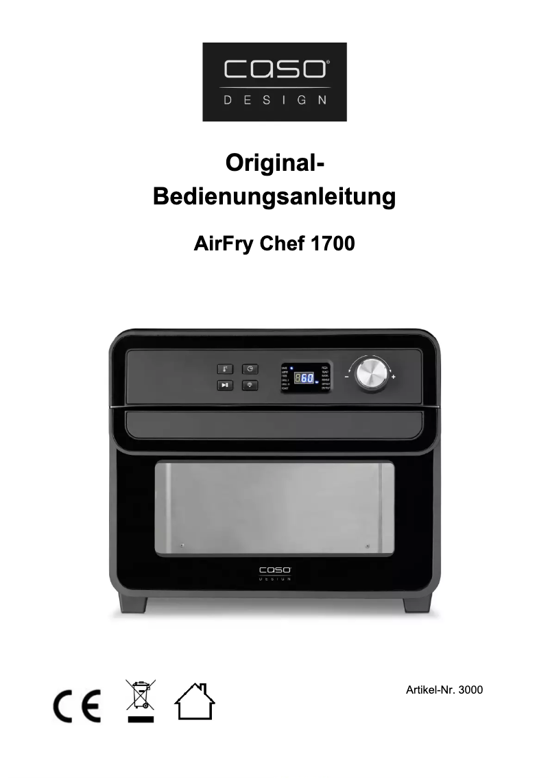Page 1 de la notice Manuel utilisateur Caso AirFry Chef 1700