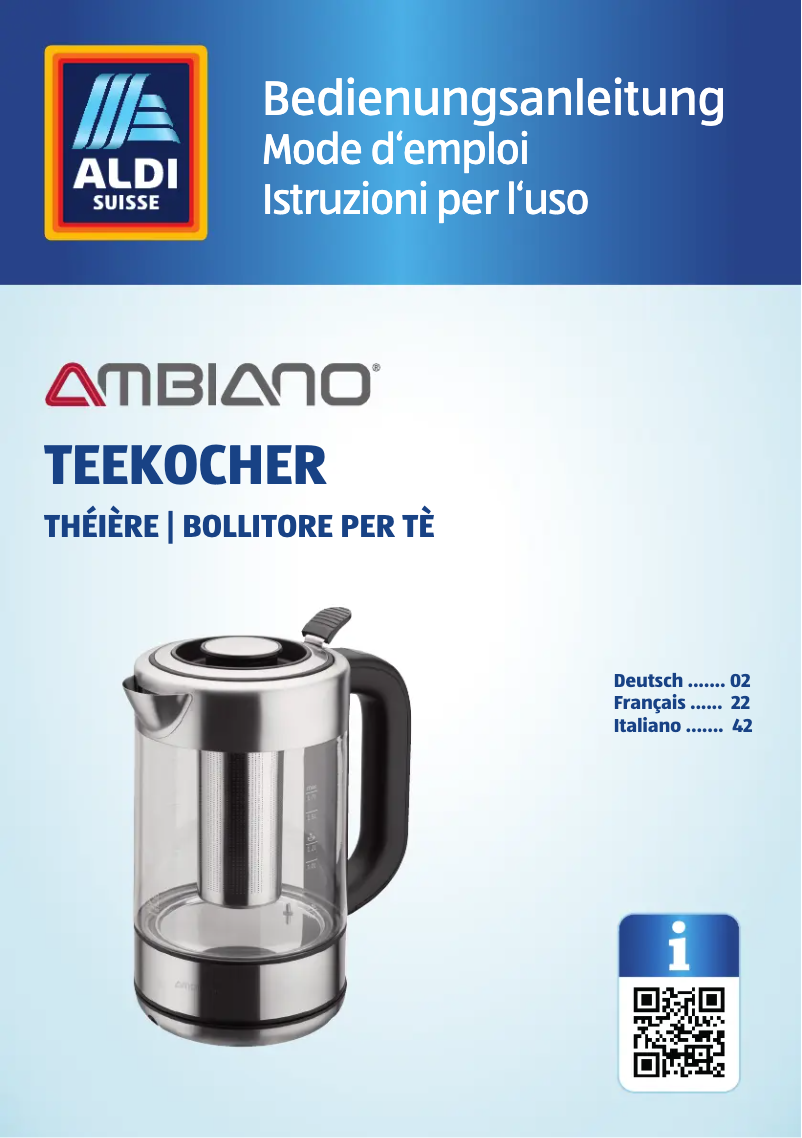 Page 1 de la notice Manuel utilisateur Ambiano GT-TGWK-01