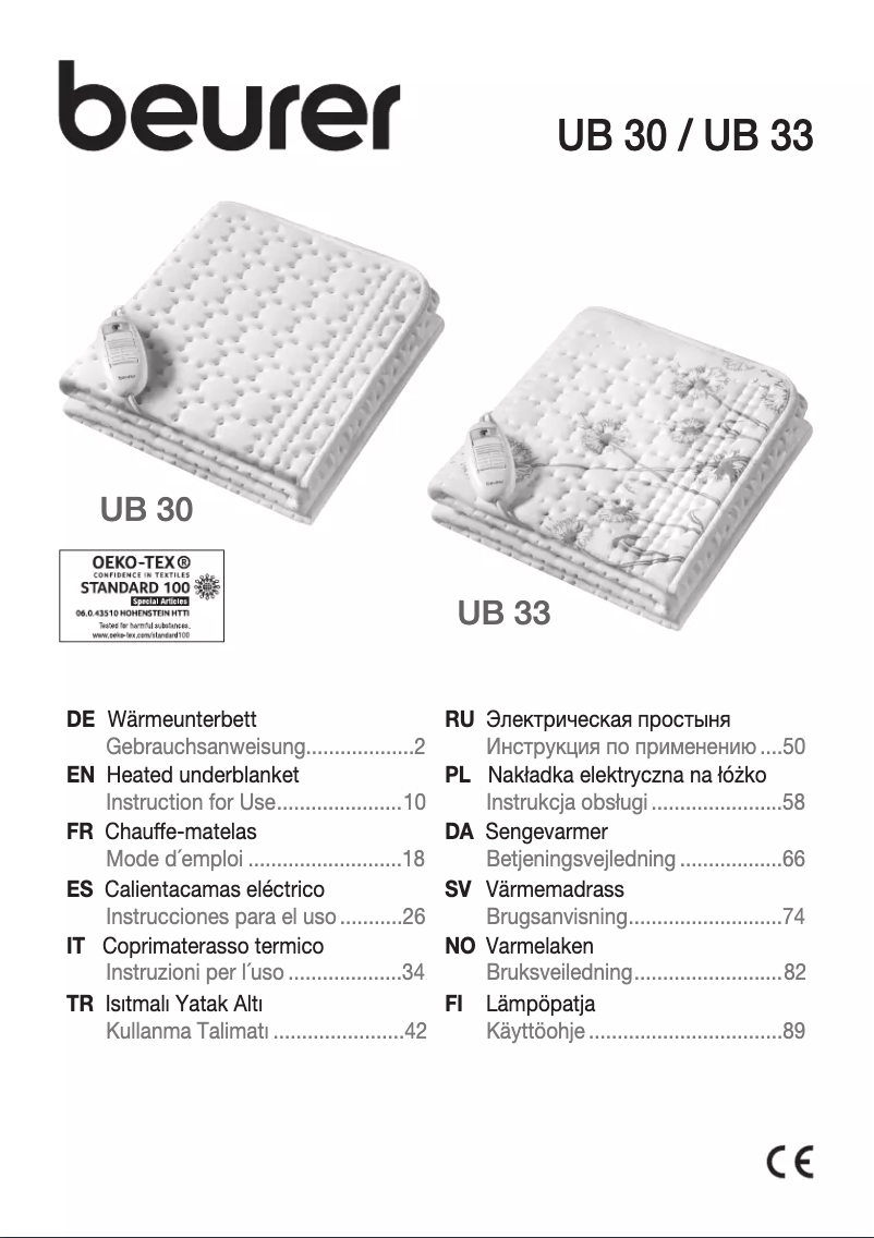 Page 1 de la notice Manuel d'utilisation et d'entretien Beurer UB 33
